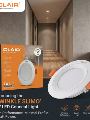 Clair 7W LED Twinkle Slimo Series Conceal Down Lights, Cool White