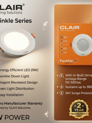 Clair 9W LED Twinkle Slimo Series Conceal Down Lights, Cool White